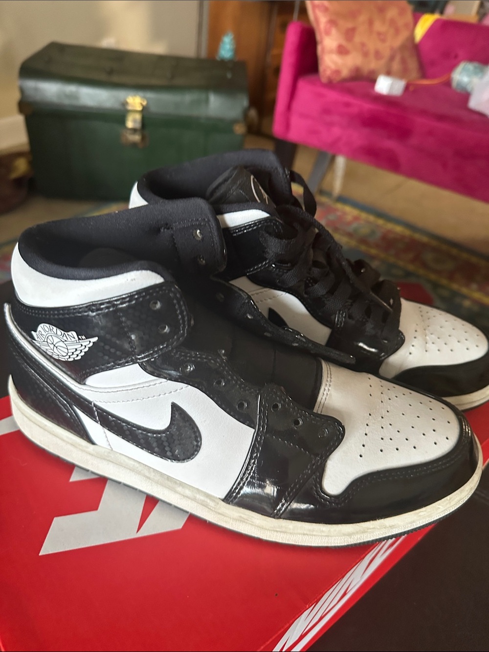 Jordan 1 Retro High OG Black/White Leather Sneakers